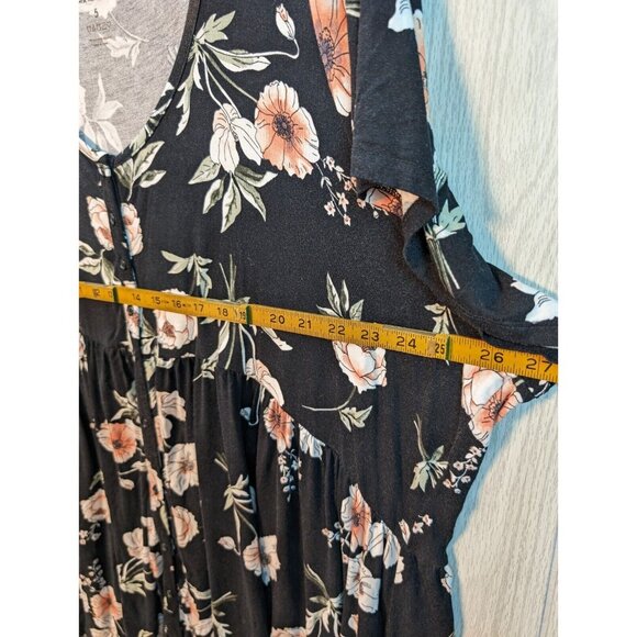 Torrid Black Floral Babydoll Super Soft Ruffle Short Sleeve Tunic 5XL Flowy - Picture 6 of 7